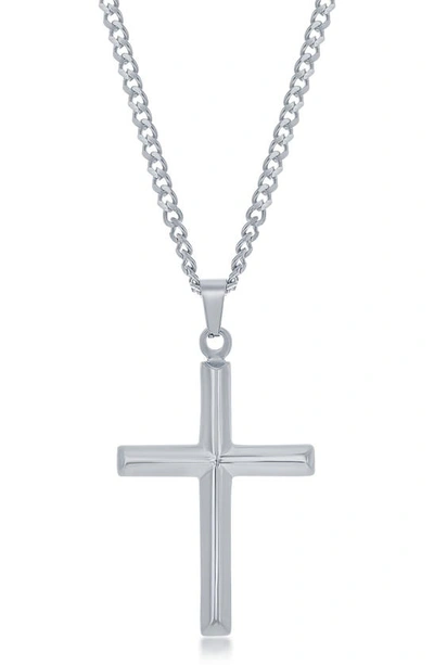 Shop Blackjack Stainless Steel 3d Cross Pendant Necklace In Silver