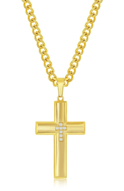 Shop Blackjack Cubic Zirconia Cross Pendant Necklace In Gold