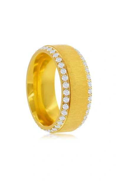 Blackjack Double Row Cubic Zirconia Band Ring In Gold