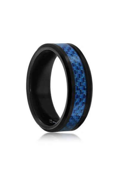 Shop Blackjack Tungsten Band Ring In Black/ Blue