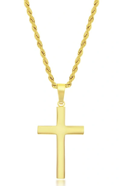 Shop Blackjack Stainless Steel Cross Pendant Necklace In Gold