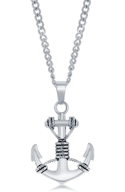 Shop Blackjack Oxidized Anchor Pendant Necklace In Silver