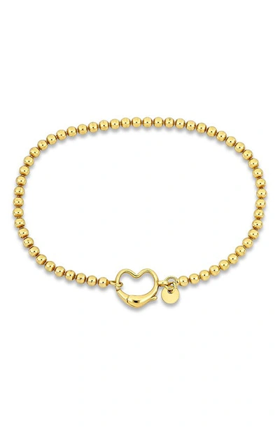 Shop Delmar Beaded Heart Clasp Bracelet In Gold