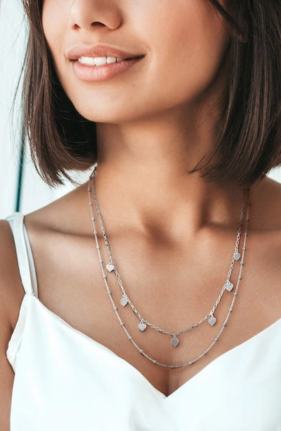 Delmar Heart & Ball Bead Chain Layered Necklace In Silver