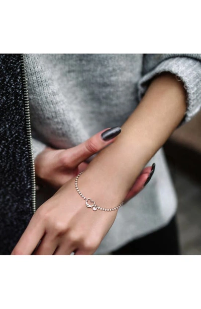 Delmar Beaded Heart Clasp Bracelet In Silver