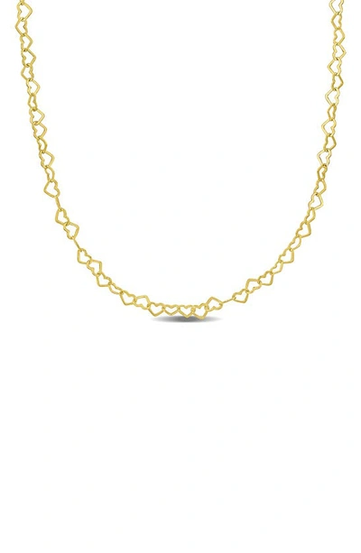 Delmar 18k Gold Plated Sterling Silver Heart Link Necklace In Gold