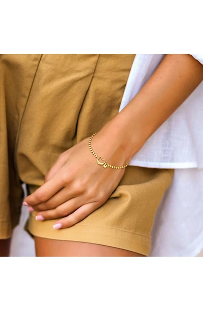 Delmar Beaded Heart Clasp Bracelet In Gold