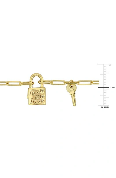 Delmar Lock & Key Love Paperclip Link Bracelet In Gold