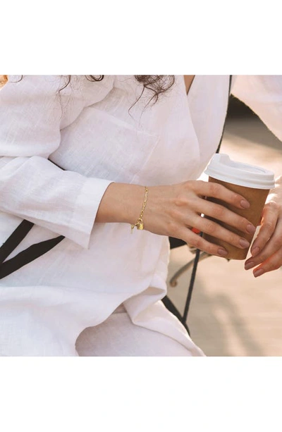 Delmar Lock & Key Love Paperclip Link Bracelet In Gold