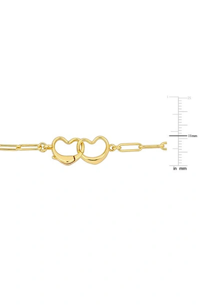 Delmar Double Heart Paperclip Link Bracelet In Gold