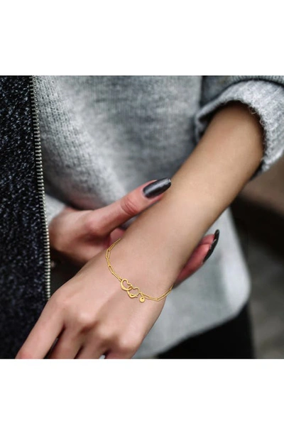 Delmar Double Heart Paperclip Link Bracelet In Gold