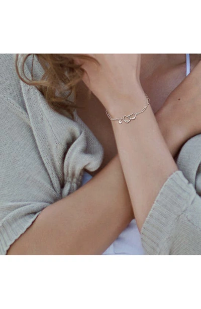 Delmar Double Heart Paperclip Link Bracelet In Silver