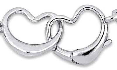 Delmar Double Heart Paperclip Link Bracelet In Silver