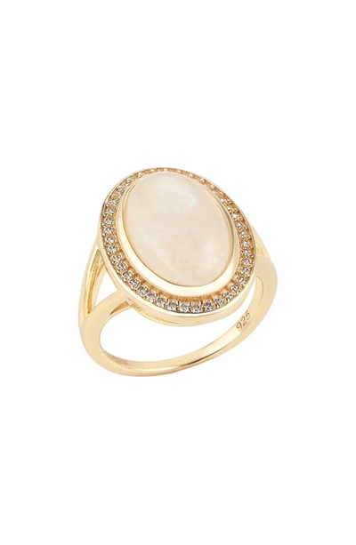 Adornia Fine Halo Moonstone Ring In White