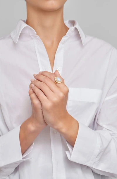 Adornia Fine Halo Moonstone Ring In White