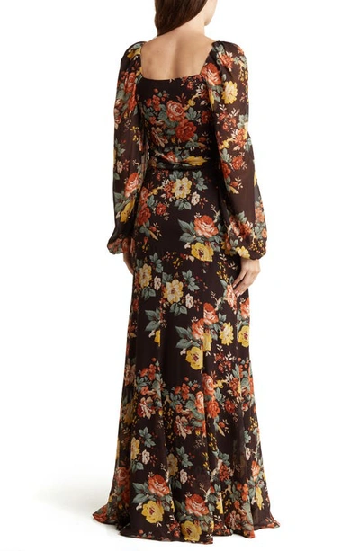 Shop Veronica Beard Avani Long Sleeve Silk Dress In Oxblood Multi