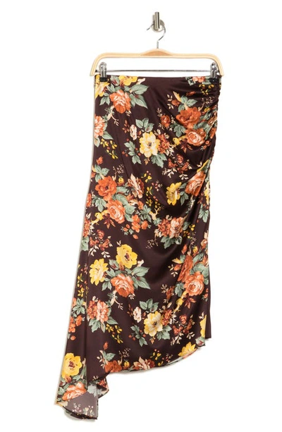 Shop Veronica Beard Pixie Asymmetric Silk Blend Skirt In Oxblood Multi