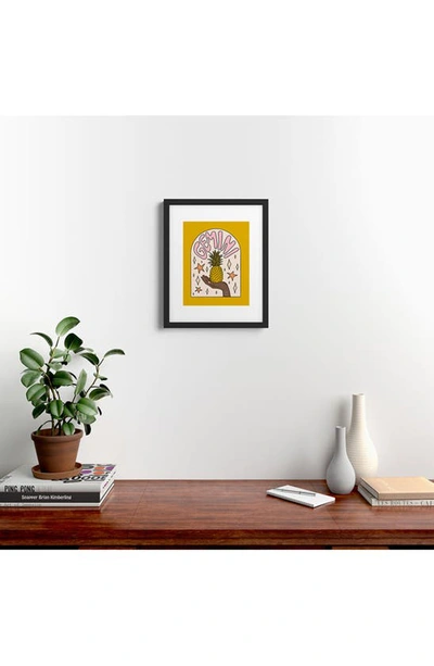 Shop Deny Designs 'gemini Pineapple Doodle' By Meg Framed Wall Art In Yellow