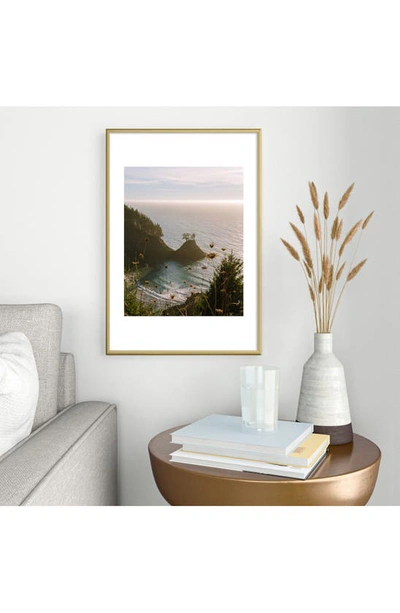 Shop Deny Designs 'golden Coast' By J. Freemond Visuals Framed Wall Art In Gold/ Blue