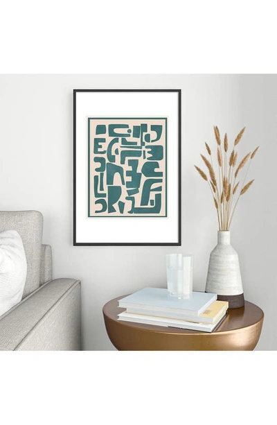 Deny Designs Contemporary Framed Wall Art In Teal/ Beige