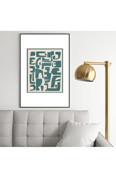 Deny Designs Contemporary Framed Wall Art In Teal/ Beige