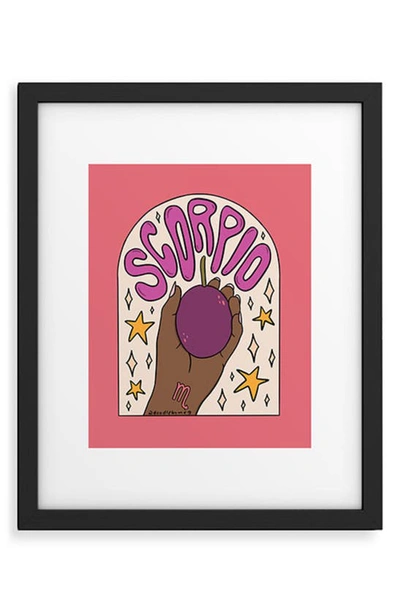 Shop Deny Designs 'scorpio Passionfruit Doodle' By Meg Framed Wall Art In Coral