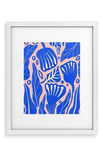 Shop Deny Designs 'abstract Floral' By Viviana Gonzalez Framed Wall Art In Blue