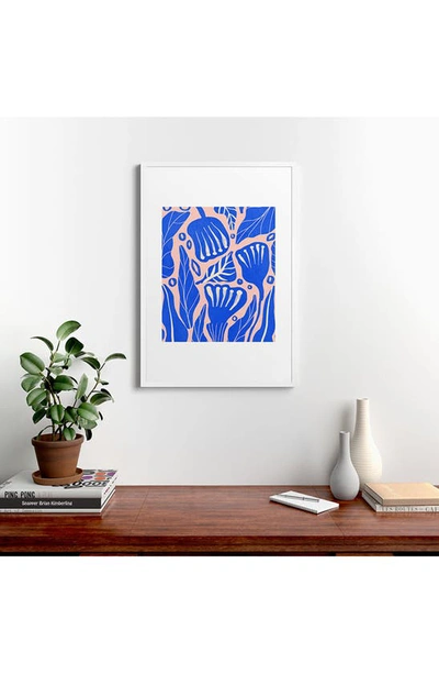 Shop Deny Designs 'abstract Floral' By Viviana Gonzalez Framed Wall Art In Blue
