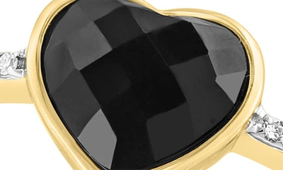 Effy 14k Yellow Gold Diamond & Onyx Heart Ring In Black