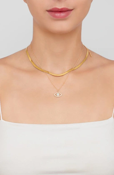 Shop Adornia Fine Evil Eye Opal Pendant Necklace In White