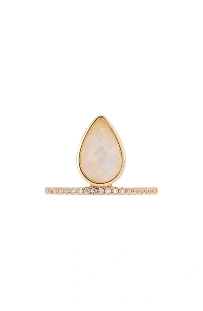 Shop Adornia Fine Floating Pear Moonstone Ring In White