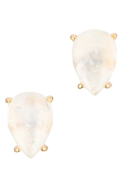Shop Adornia Fine Moonstone Pear Stud Earrings In White