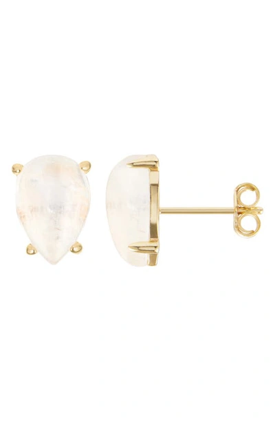 Adornia Fine Moonstone Pear Stud Earrings In White