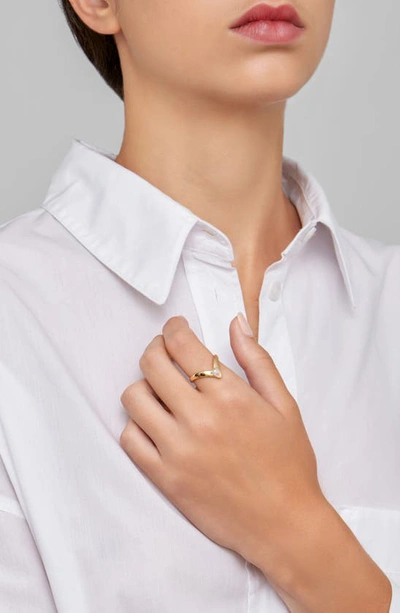 Shop Adornia Fine Moonstone Pointed Ring In Gold