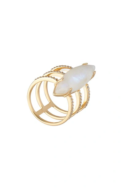 Adornia Fine Adornia Moonstone Marquis Ring 14k Gold Vermeil In White