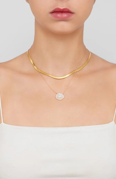 Shop Adornia Fine Halo Moonstone Pendant Necklace In White