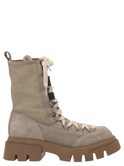 Shop Brunello Cucinelli Monile Ankle Boots In Neutrals