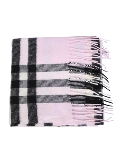 Shop Burberry Check Motif Cashmere Scarf In Pink