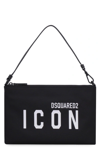 Shop Dsquared2 Be Icon Nylon Pouch In Black