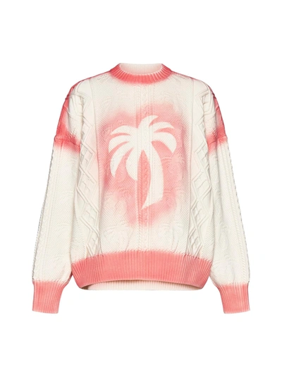 Shop Palm Angels Sweater In Off White Pink