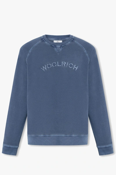 Shop Woolrich Sweatshirt With Logo In Light Blue