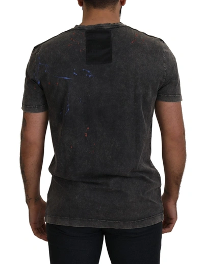 Shop Dolce & Gabbana Gray Discolored Effect Dg Logo Men's T-shirt In Grey