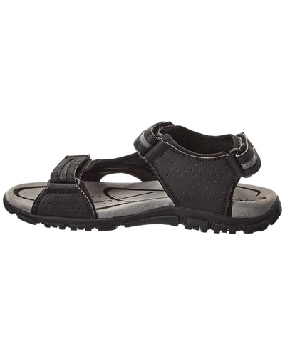 Shop Geox Strada Leather Sandal In Black