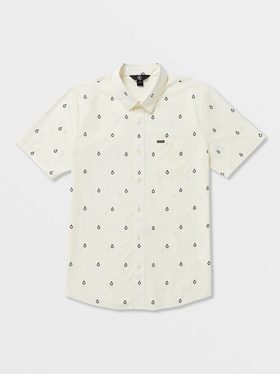 Shop Volcom Patterson Short Sleeve Woven - White Flash In Beige