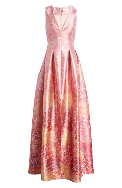 Shop Sachin & Babi Brooke Floral Jacquard Mikado Gown In Light Sunset Hydrangea