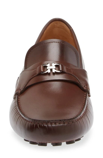 Ferragamo Gancini-ornament Driver Loafers In Cocoa Brown