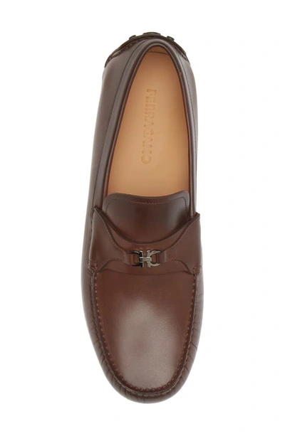 Ferragamo Gancini-ornament Driver Loafers In Cocoa Brown