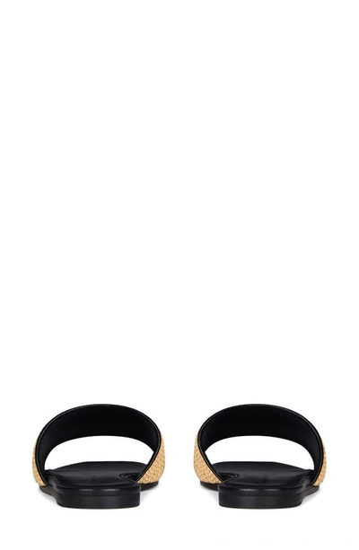 Shop Givenchy Logo Raffia Flat Slide Sandal In Beige/ Black