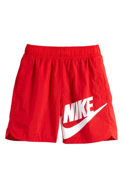 Shop Nike Kids' Woven Athletic Shorts In University Red/ White