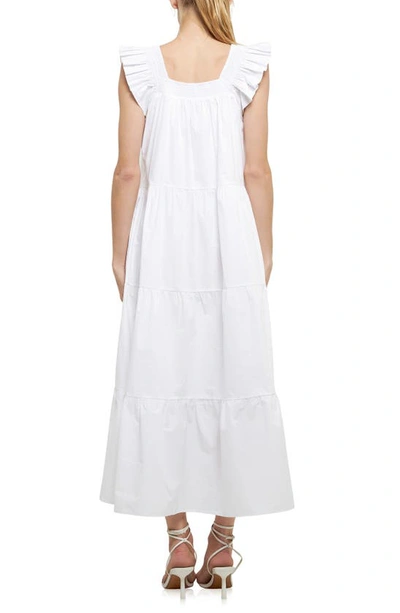 Shop English Factory Ruffle Detail Midi Dress In White